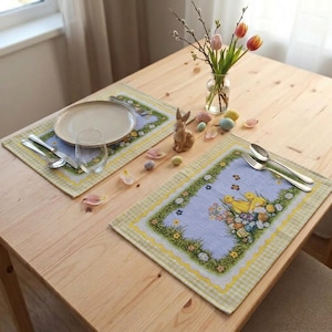 Easter Chick Gobelin Placemats | Set of 2 Woven Tapestry Placemats | Spring Easter Table Mats | Farmhouse Easter Decor | Handmade in Ukraine