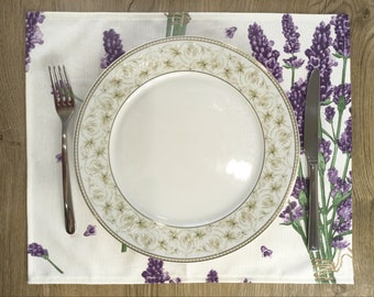 Placemats Fabric Waterproof Floral (set of 2) Size: 12in X 16in (30cm X 40cm) lavender