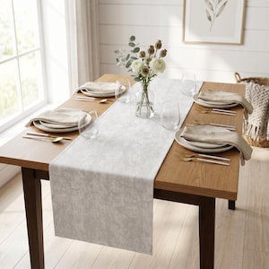 Camino de mesa gris claro / Camino de mesa impermeable / Decoración rústica neutra / Camino de mesa minimalista / Decoración de mesa escandinava / Tamaño personalizado