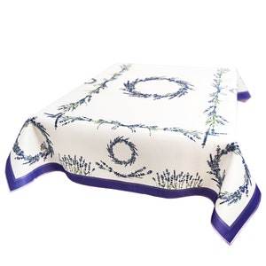 Tablecloth Fabric Dining Table cover waterproof Block print table cloth for Rectangle Table Purple Lavender Table cloth