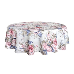 Waterproof Tablecloth Floral Water Resistant Cotton tablecloth, Custom washable table cloth for Rectangle Round Oval Square Table