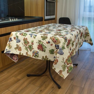 Tablecloth Tapestry Fig Grape Fruits Floral Square Round or Rectangular Table Linen Holiday