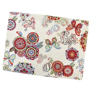 Custom Placemats Mandala Fabric Tapestry Butterfly Floral Flowers Table mats (set of 2) Size:13in X 17in (34cm X 44cm)