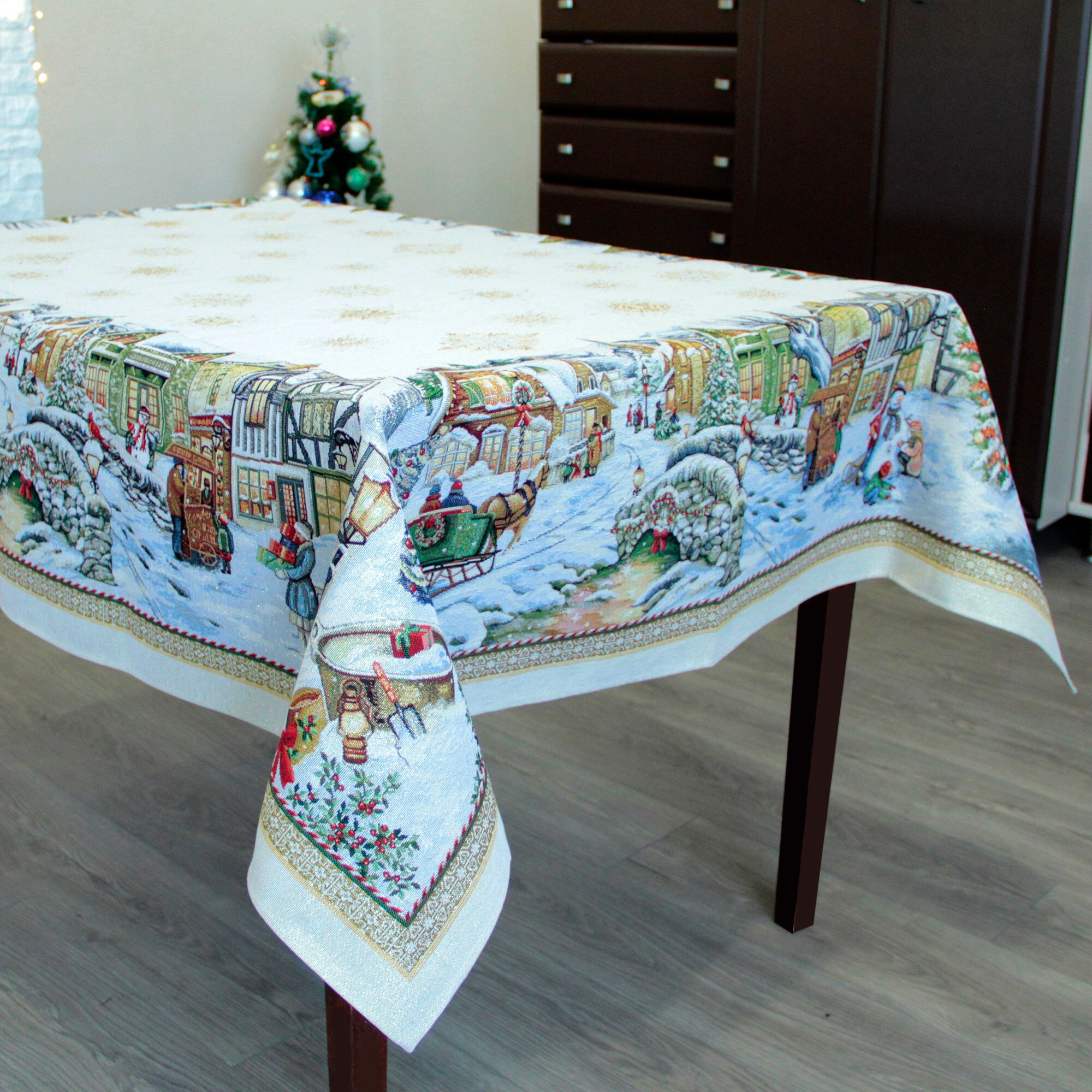 3D Colorful Christmas Wave 59 Tablecloths