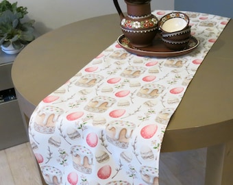 Camino de mesa de Pascua de tela Naperon resistente al agua y a la suciedad Huevos de Pascua pastel y pastel