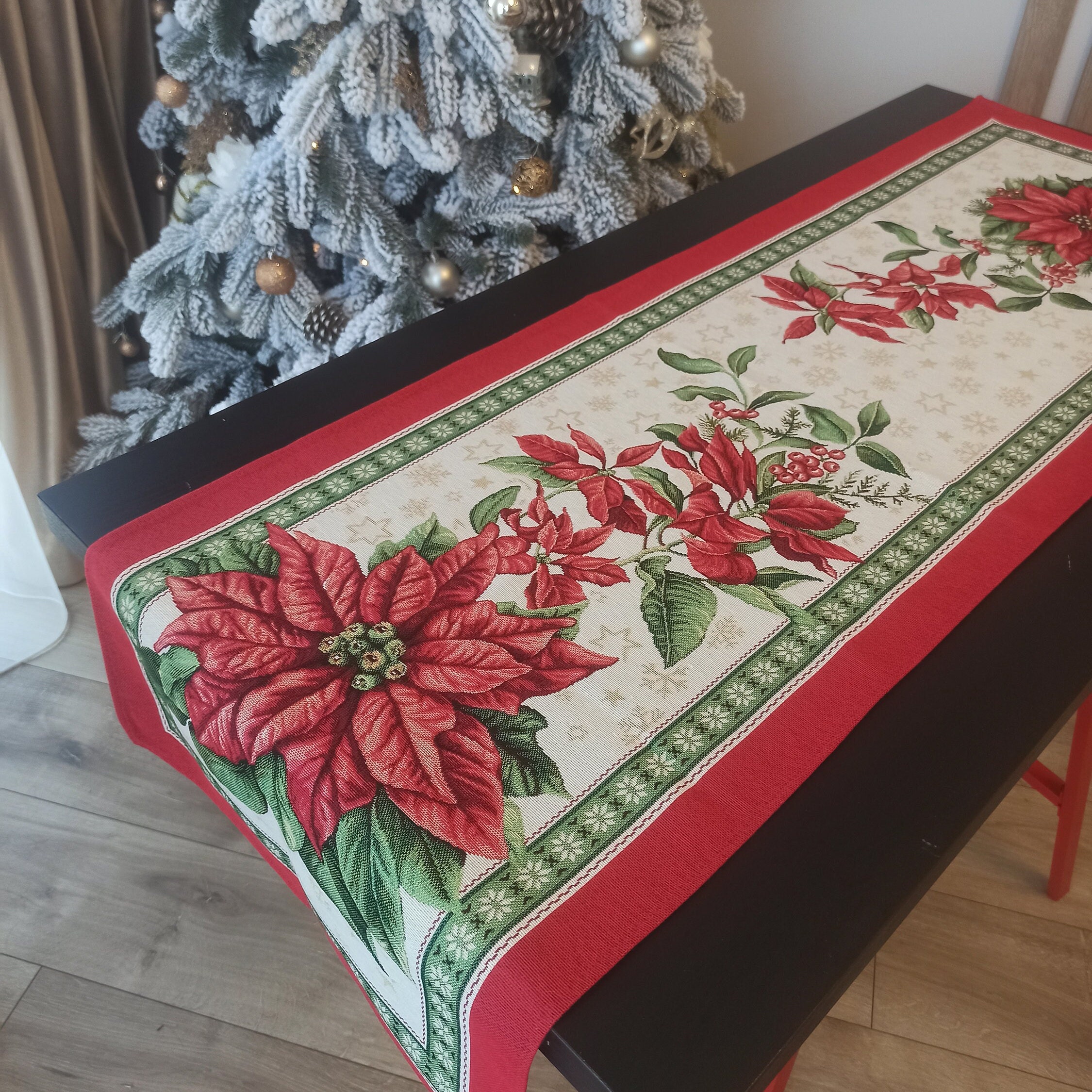 De Groen Home Rond Velvet Tafelkleed - Kerst tafeldecoratie - 140cm | bol