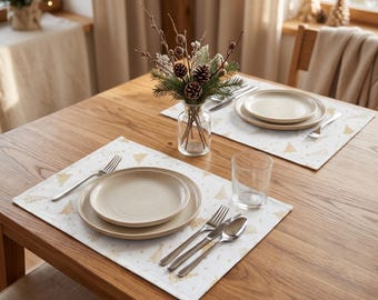Christmas Placemats Set of 2,4,6 | Gold Lurex Placemats | Holiday Table Mats | Christmas Tree Placemats | Winter Table Decor