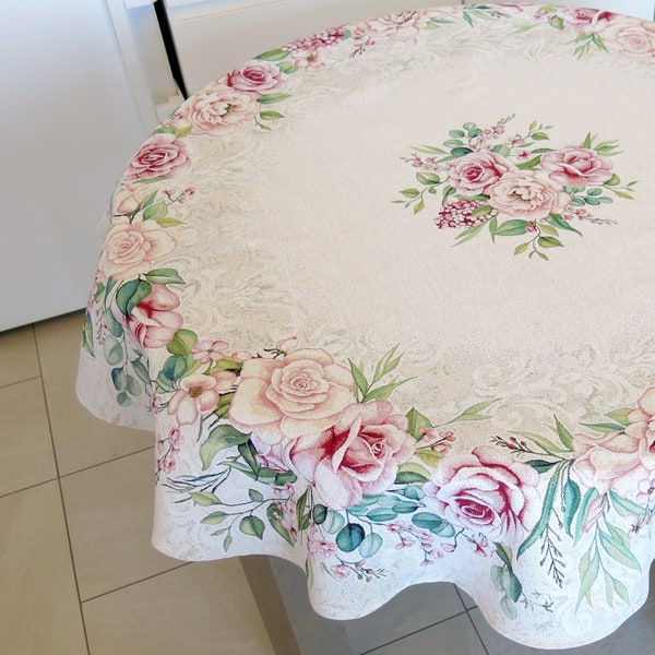 Nappe ronde en tissu fleurs florales rose nappe tapisserie nappe ronde nappe imprimée