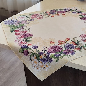 Tablecloths Tapestry Floral Spring Flowers Fabric Rectangle Square Tablecloth