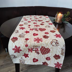 Table Runner Christmas, Tapestry Table Runner, Xmas Cloth Runner with Old Pattern Table Decoration Snowflakes