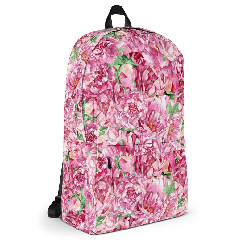 Pink Backpack for Women Flowered Peony Backpack for College Etsy