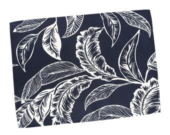 Placemats Fabric Waterproof Floral (set of 2) Size: 12in X 16in (30cm X 40cm) Dark Blue