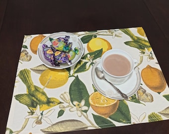 Placemats Fabric Waterproof Floral (set of 2) Size: 12in X 16in (30cm X 40cm) Lemons