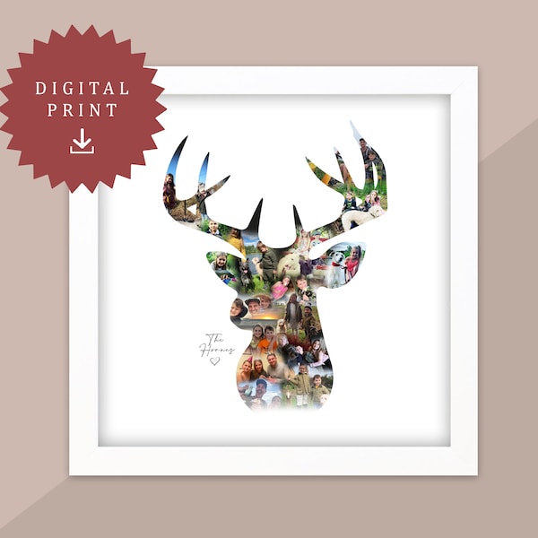 Stag / Deer Personalised Photo Collage Print - Stag Birthday Gift - Hunting gift for him - Country house gift - Farmers gift - Hunters gift