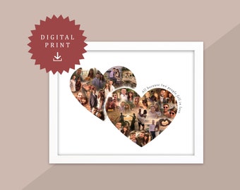 Heart Personalised Photo Collage Print Picture - Wall Art for Wife, Girlfriend *DIGITAL COPY* Love / Couple / Anniversary Gift