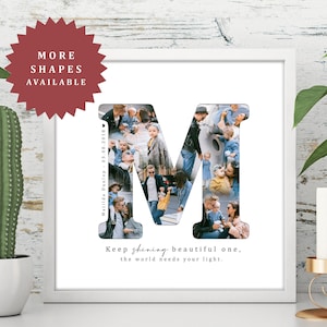 Regalo de collage de fotos con letras - Regalo para niña - Imagen con letras - Impresión con nombre - Collage de fotos con nombre - Decoración personalizada para el dormitorio