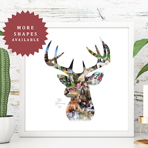 Stag Photo Collage, Stag Gift, Farm House Decor, Stag Picture, Farmhouse Picture, Stag photo frame, Stag head, Stag print