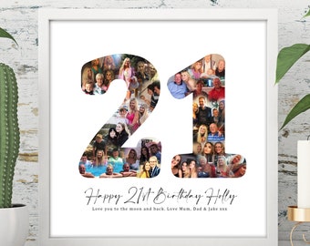 21st Photo Collage, 21st Birthday gift for her, 21st Birthday gift for him, 21st photo frame, 21st birthday gift, 21st birthday decorations