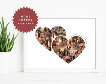 Heart Photo Collage, Heart Personalised Gift, Engagement Gift, Wedding Gift, Heart Picture, Personalised Heart Decor, Heart Wall Art