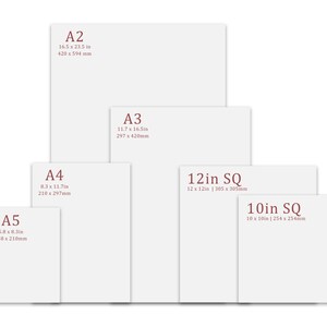 a set of five white cards with red numbers on them
