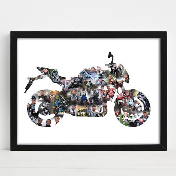 Collage photo personnalisé moto, cadeau moto pour lui, cadeau moto pour elle, cadeau de Noël moto, photo moto