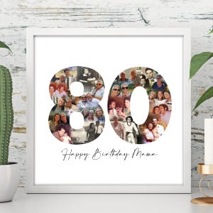 80e fotocollage, 80e verjaardagscadeau, 80e verjaardagscadeau voor vrouwen, 80e verjaardagscadeau voor mannen, 80e gepersonaliseerde cadeau, 80e verjaardag