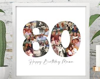 80th Photo Collage, 80th birthday gift, 80th Birthday gift for women, 80th Birthday gift for men, 80th personalised gift, 80th anniversary