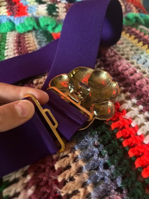 Vintage 80s/90s Purple Adjustable Belt With Gold Buckle - Etsy display picture 1