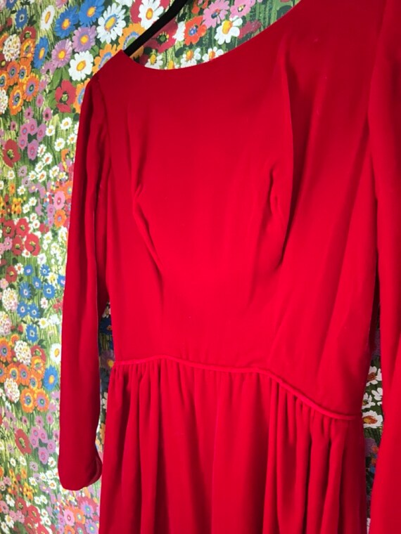 Vintage 60s/70s Red Over Knee Handmade Velvet Dre… - image 4