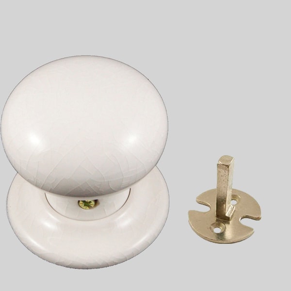 Ceramic Single Dummy Door Knob White Crackle (each)