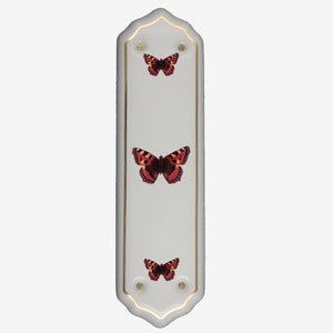 Ceramic Door Finger Plate Orange Butterfly Design (Each)