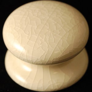Ceramic Cupboard Drawer Knob Cream Crackle Glaze (Each) Various Sizes Available