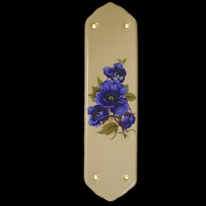 Ceramic Door Finger Plate Blue Poppy Design (Each)