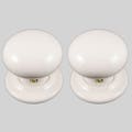 Ceramic Door Knob Set White Crackle Glaze (Pair)
