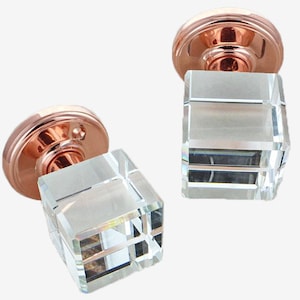 Internal Square Clear Crystal Door Knob Set