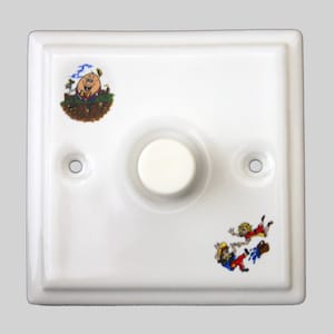White Porcelain Single Dimmer Switch Jack & Jill Humpty Dumpty Design