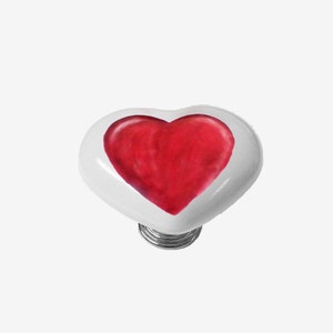 White Porcelain Heart Shaped Cabinet Cupboard Knob Love Heart Design Polished Chrome Base (Each)