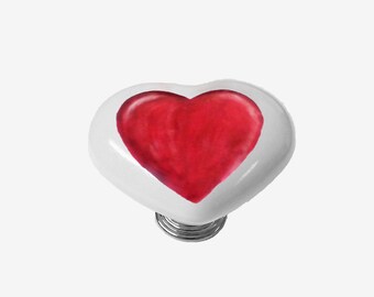Set Of 4 White Porcelain Heart Knob with Polished Chrome Base