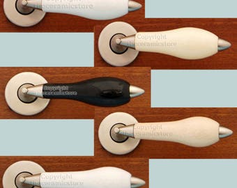 Traditional Satin Chrome Lever Door Handles (Pair) Choice Of Porcelain