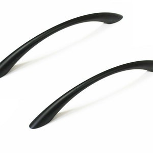 Pack Of 2 x Bow Shaped Black Metal Finish Cupboard Door Pull Handles 125mm