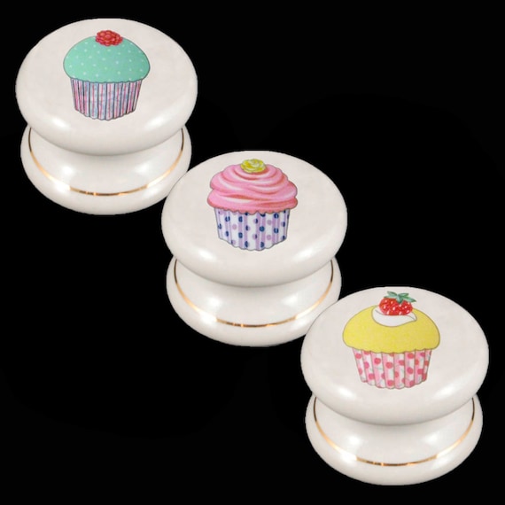 Ceramic Cupboard Drawer Knob Cupcake Design Each 38mm Etsy