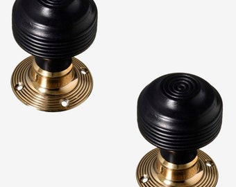 Ebonised Reeded Georgian Door Knob Set