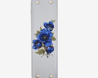 Ceramic Door Finger Plate Blue Poppy Design (Each)