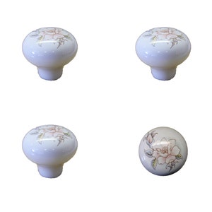 Pack Of 4 White Ceramic Cupboard Cabinet Knobs Marquesa Design 35mm