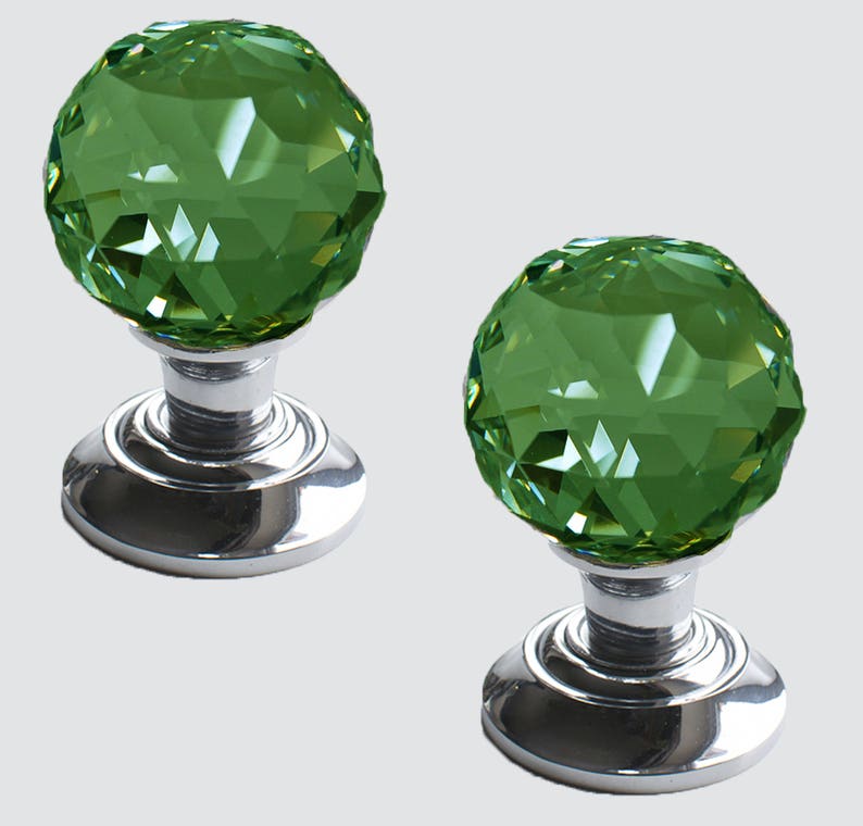 Crystal Cut Glass Door Knob Set Polished Chrome Base pair Etsy