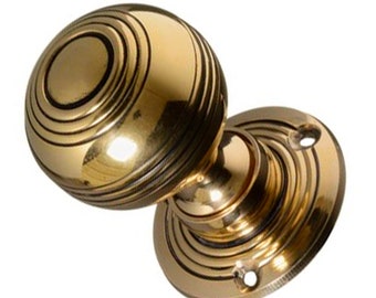 Georgian Reeded Brass Door Knobs