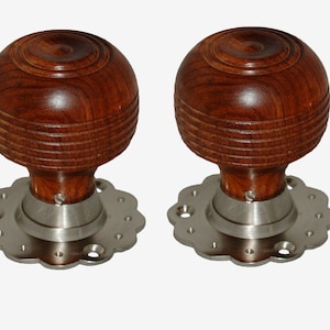 Brown Cottage Mortice / Rim Knob Set Satin Nickel Fluted Base