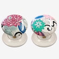 Ceramic Door Knob Set White Woodstock Design (Pair)