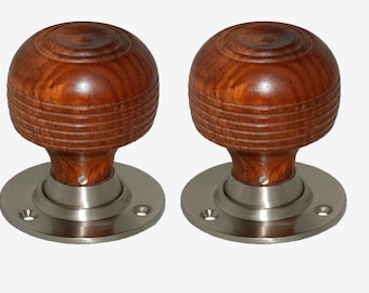 Brown Cottage Mortice / Rim Knob Set Satin Nickel Base