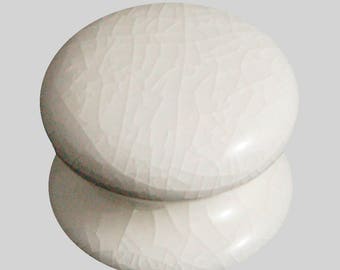 Ceramic Cupboard Drawer Knob White Crackle Glaze (Each) Various Sizes Available